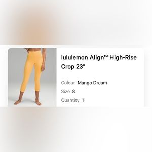 lululemon Align™ High-Rise Crop 23" - Mango Dream - Size 8